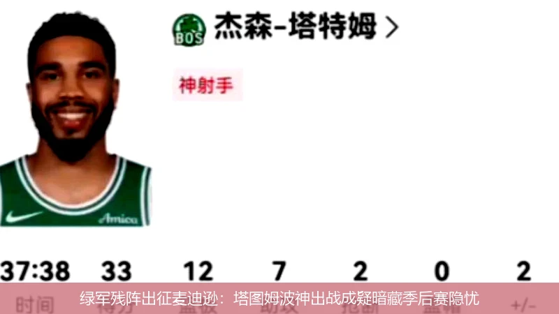 绿军残阵出征麦迪逊:塔图姆波神出战成疑暗藏季后赛隐忧